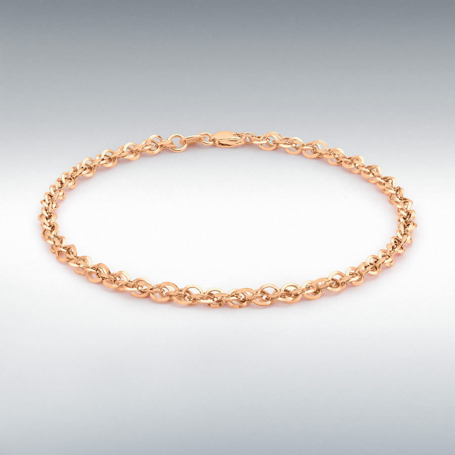 9ct Rose Gold 3.1mm Diamond-Cut Prince of Wales Bracelet