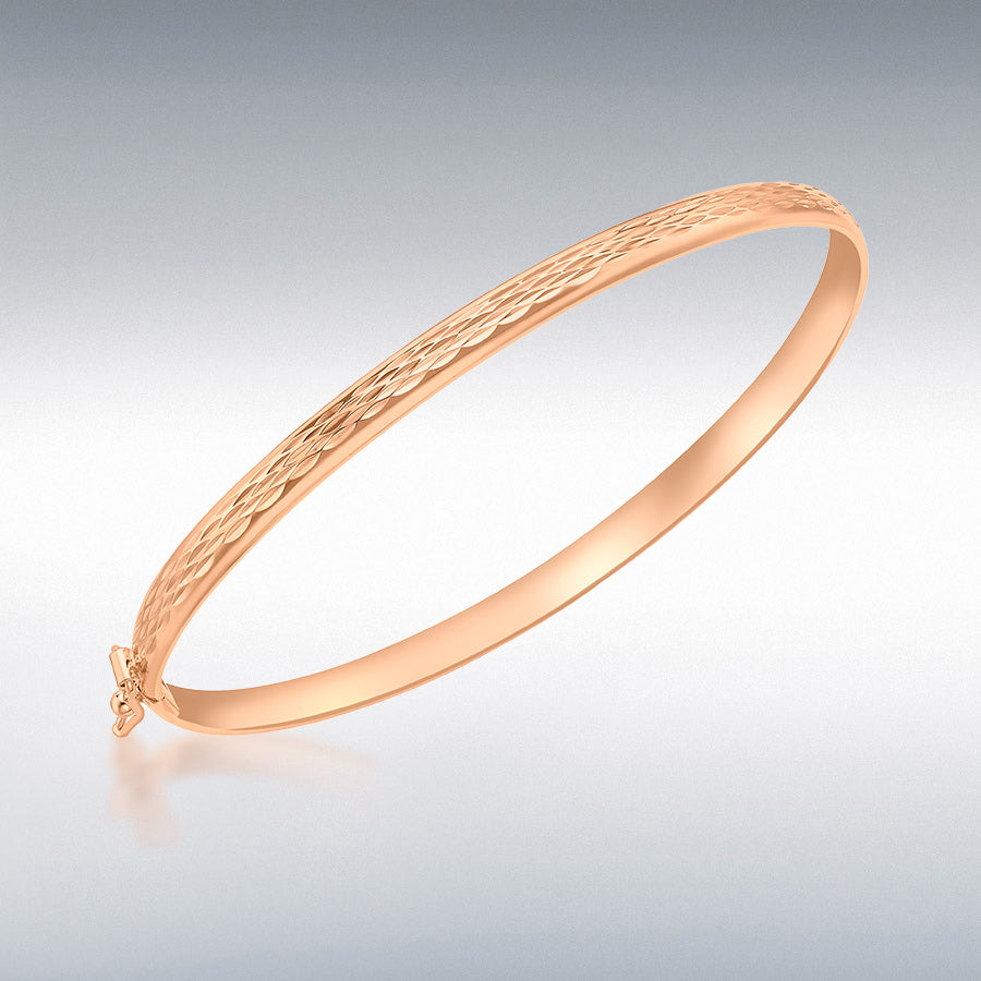 9ct Rose Gold 4mm Diamond-Cut Bangle