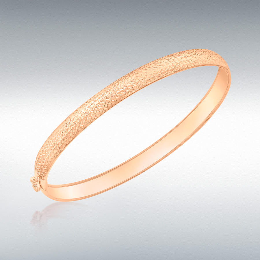 9ct Rose Gold Diamond-Cut Flexible Bangle