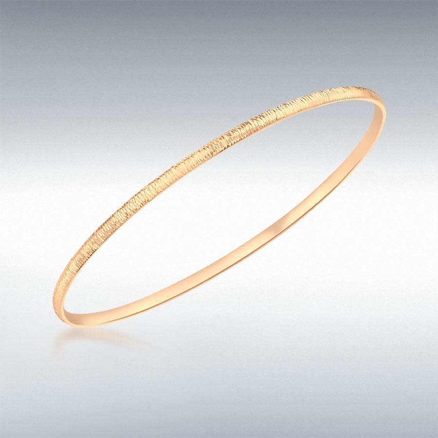 9ct Rose Gold Diamond-Cut Round Bangle