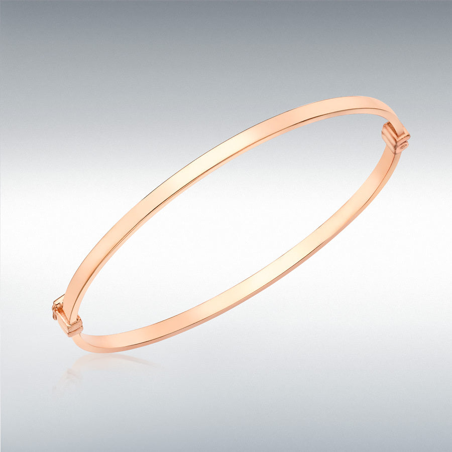 9ct Rose Gold Rectangular Tube Oval Bangle