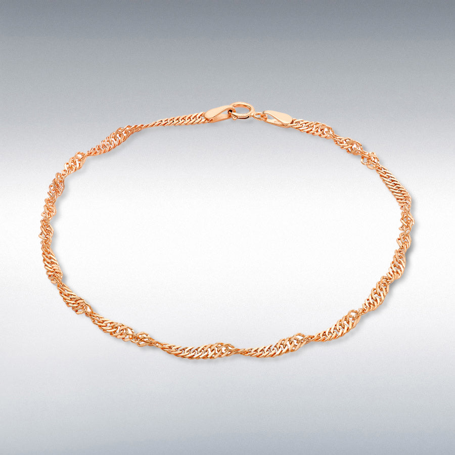 9ct Rose Gold Twist Curb Chain Bracelet