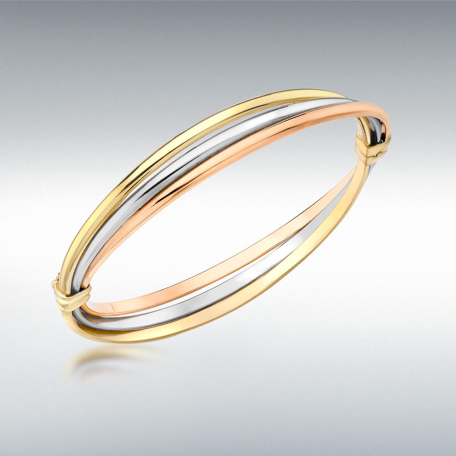 9ct Three-Colour Gold Russian Style Bangle