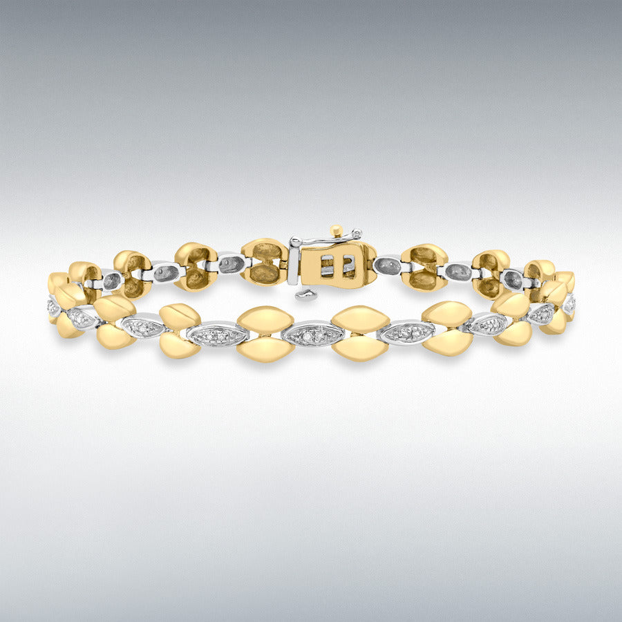 9ct Two-Colour Gold Diamond Link Bracelet, 0.20ct total