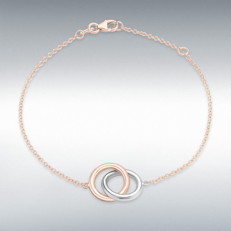 9ct Two-Colour Gold Interlocked Rings Bracelet
