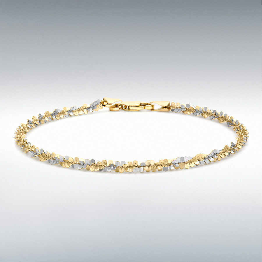 9ct Two-Colour Gold Twist Chain Bracelet