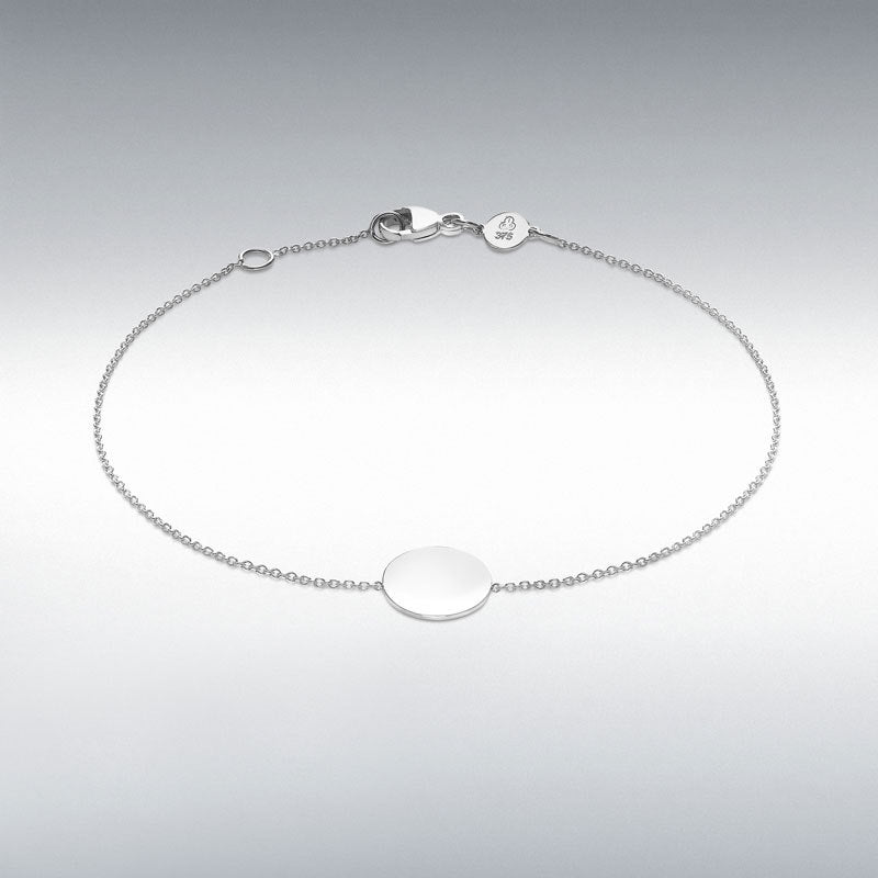 9ct White Gold Disc Adjustable Bracelet