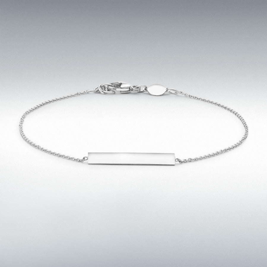 9ct White Gold Horizontal Bar Adjustable Bracelet
