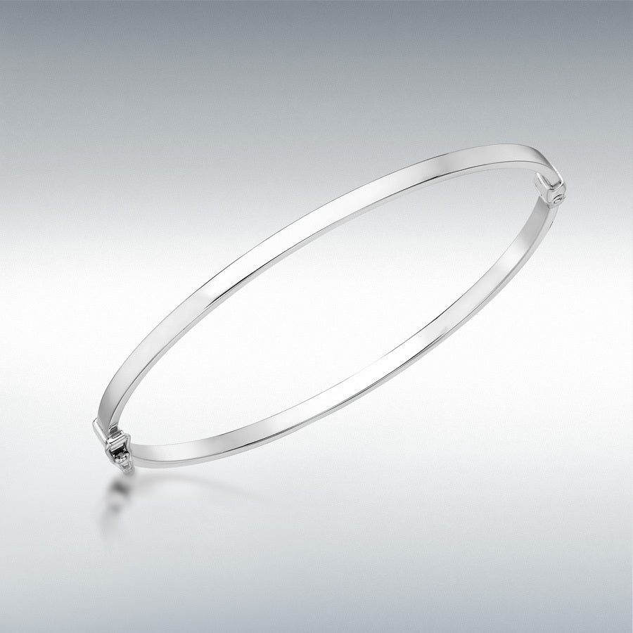 9ct White Gold Rectangular Tube Bangle