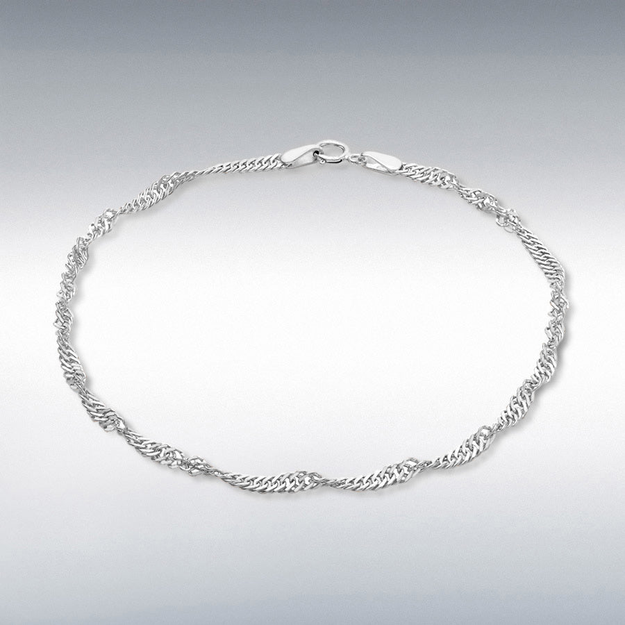 9ct White Gold Twist Curb Chain Bracelet