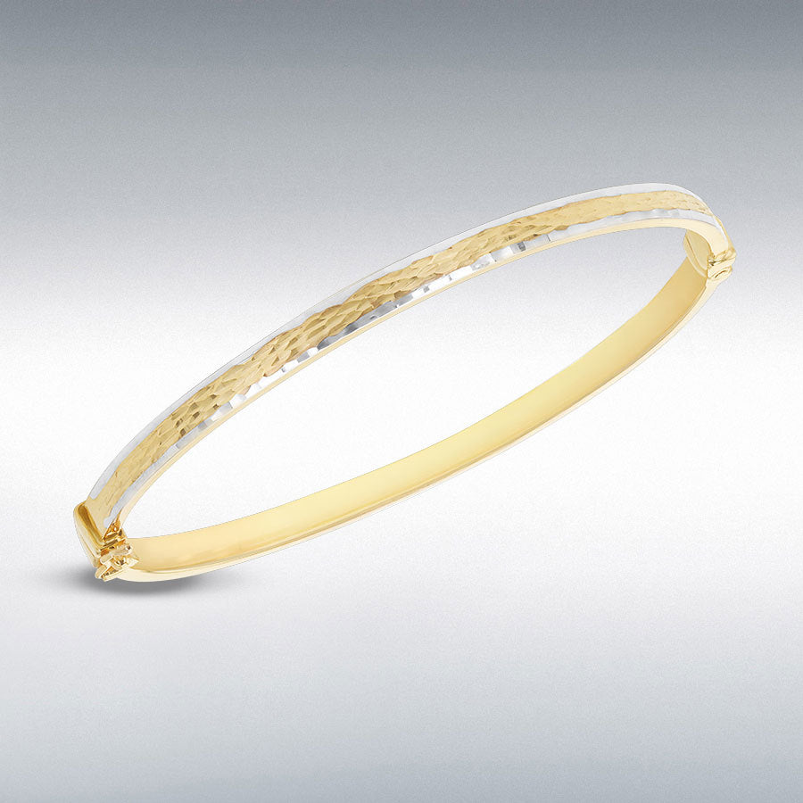 9ct Yellow and White Gold 3.9mm Diamond-Cut Bangle