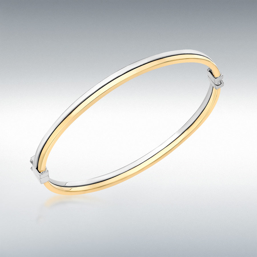 9ct Yellow and White Gold Double Tube Bangle