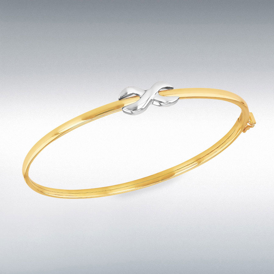 9ct Yellow and White Gold Kiss Band Bangle