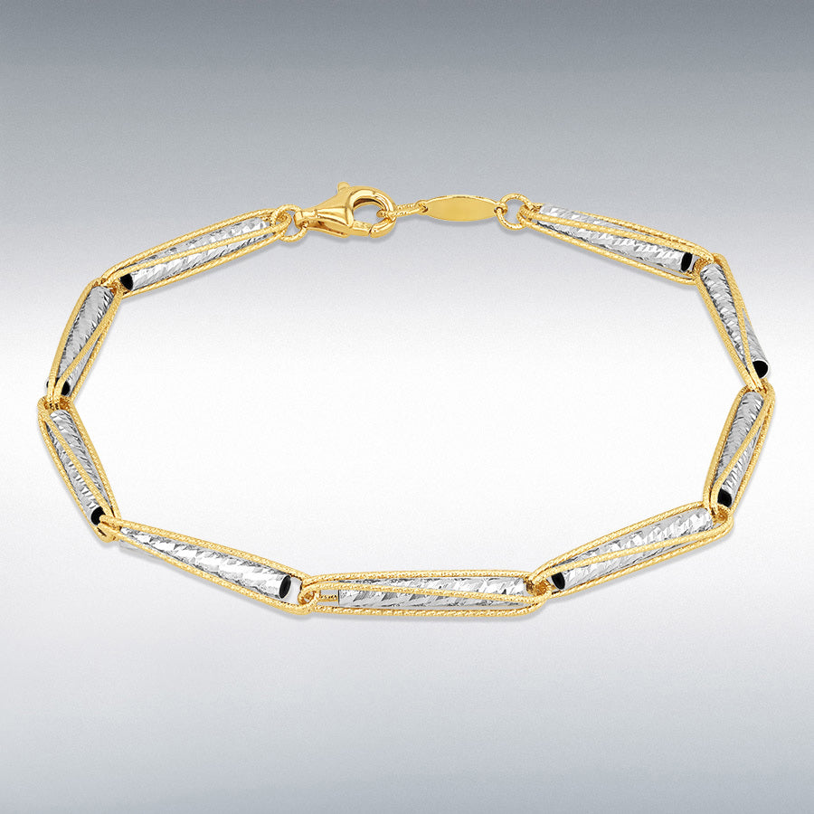 9ct Yellow and White Gold Twisted Link Bracelet