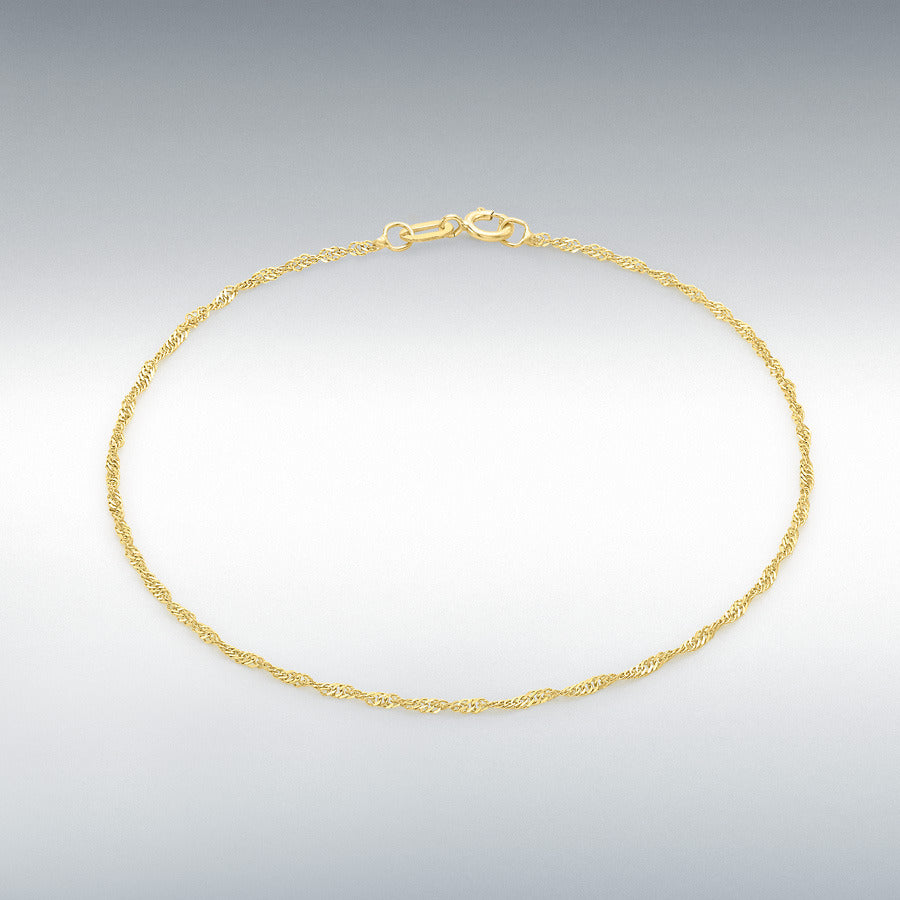 9ct Yellow Gold 0.8mm Twist Curb Chain Bracelet