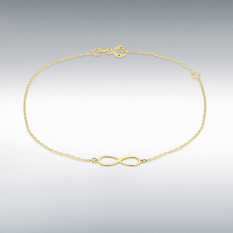9ct Yellow Gold 0.9mm Infinity Adjustable Bracelet, 16cm to 19cm