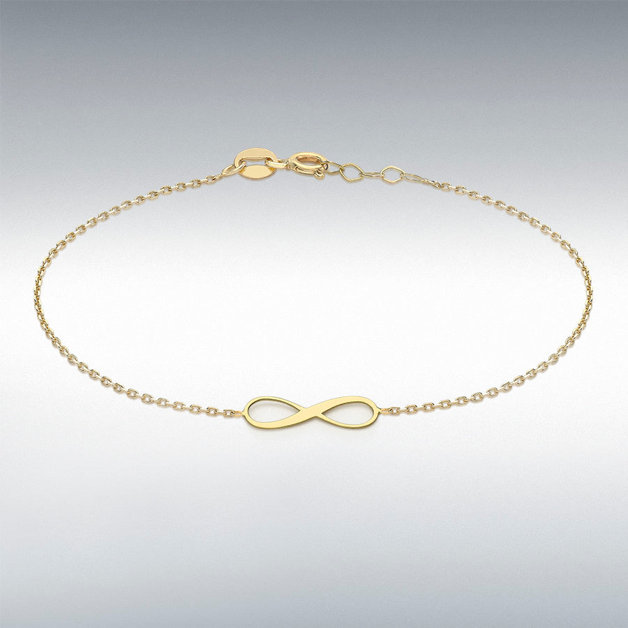 9ct Yellow Gold 0.9mm Infinity Adjustable Bracelet, 18cm to 19cm
