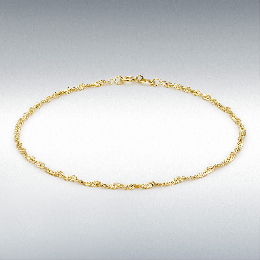 9ct Yellow Gold 1mm Twist Curb Chain Anklet