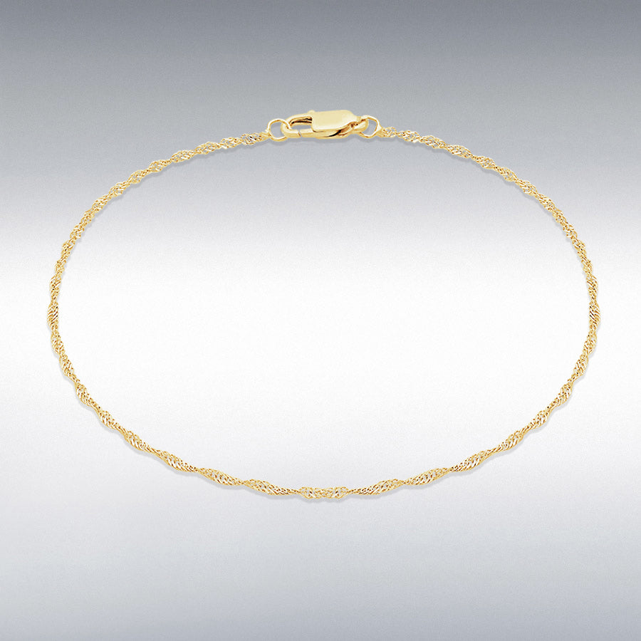 9ct Yellow Gold 1mm Twist Curb Chain Bracelet
