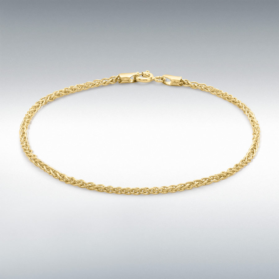 9ct Yellow Gold 2.2mm Spiga Chain Bracelet