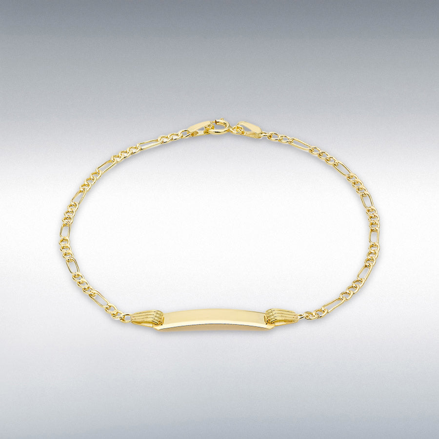 9ct Yellow Gold 2.4mm Hollow Figaro ID Child's Bracelet