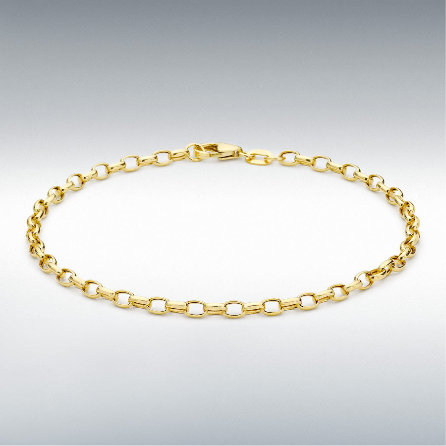 9ct Yellow Gold 2.6mm Hollow Oval Belcher Bracelet, 18cm