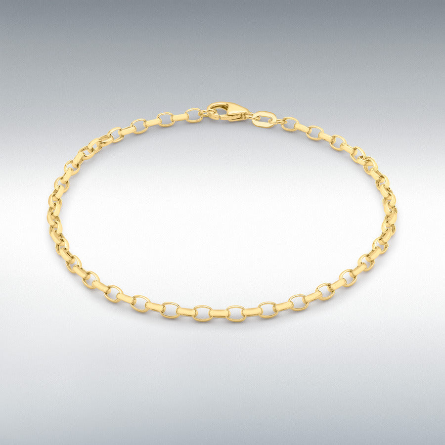 9ct Yellow Gold 2.6mm Hollow Oval Belcher Bracelet, 19cm