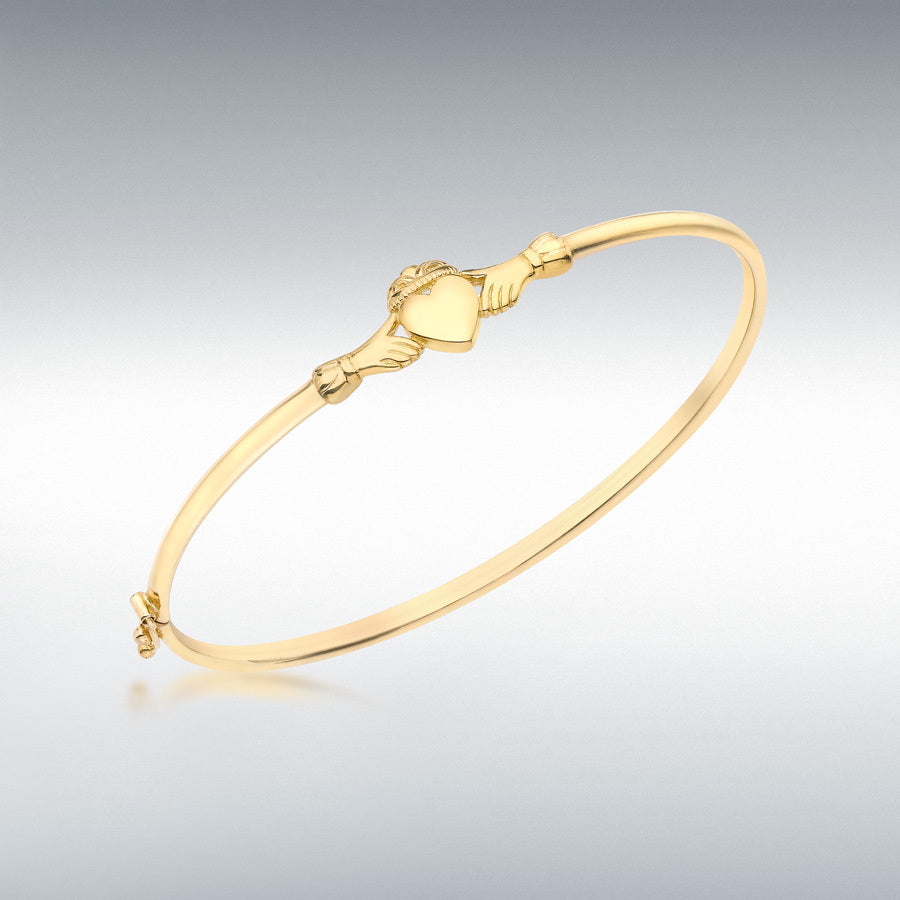 9ct Yellow Gold 2mm Claddagh Bangle