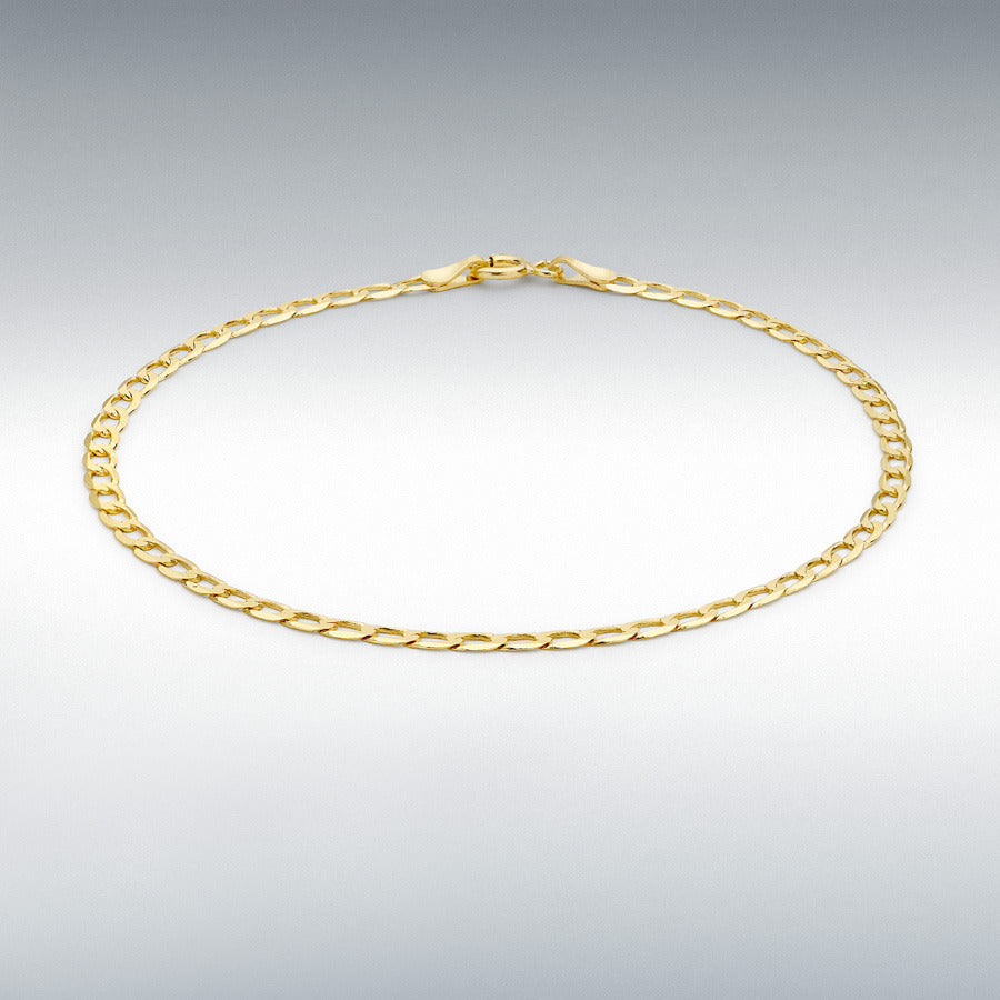9ct Yellow Gold 2mm Diamond-Cut Flat Curb Bracelet