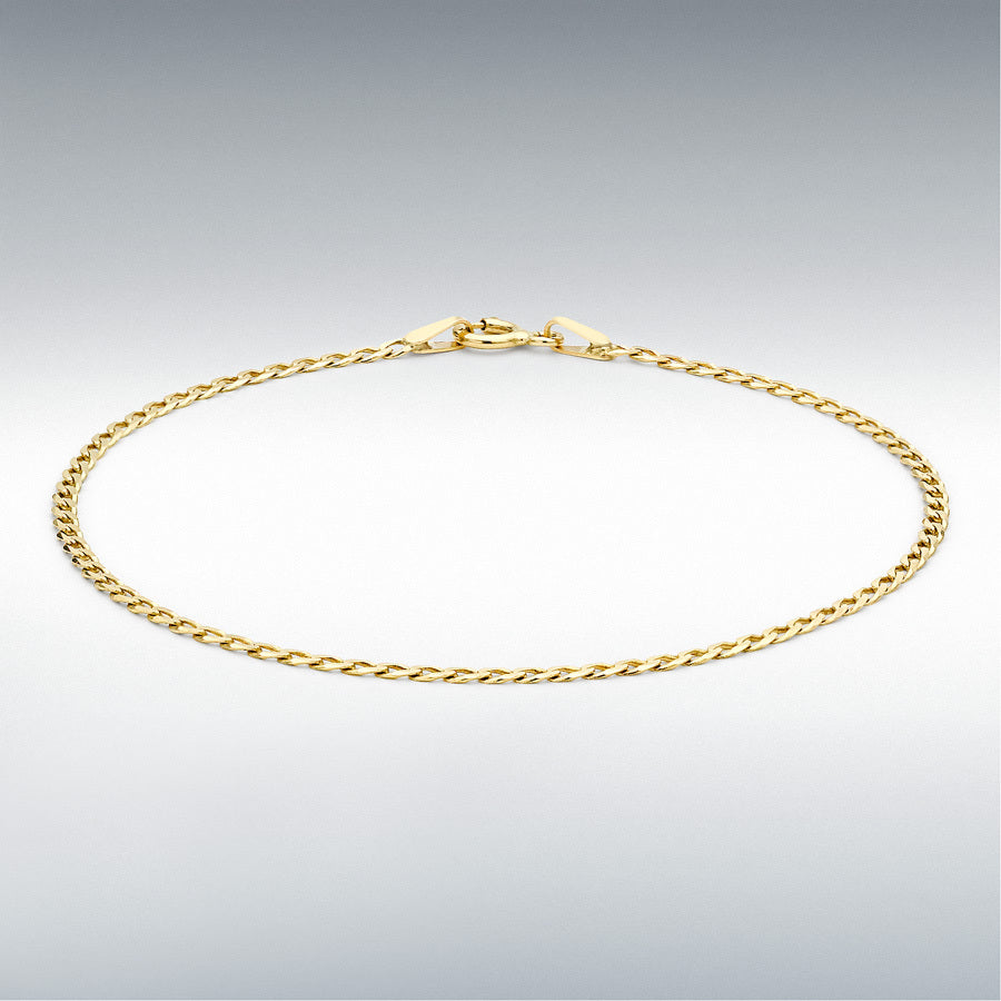 9ct Yellow Gold 2mm Flat Curb Bracelet