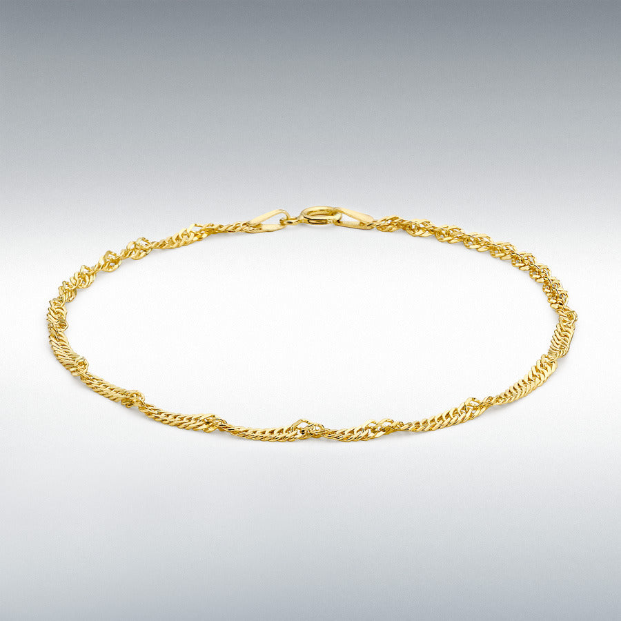 9ct Yellow Gold 2mm Twist Curb Chain Anklet