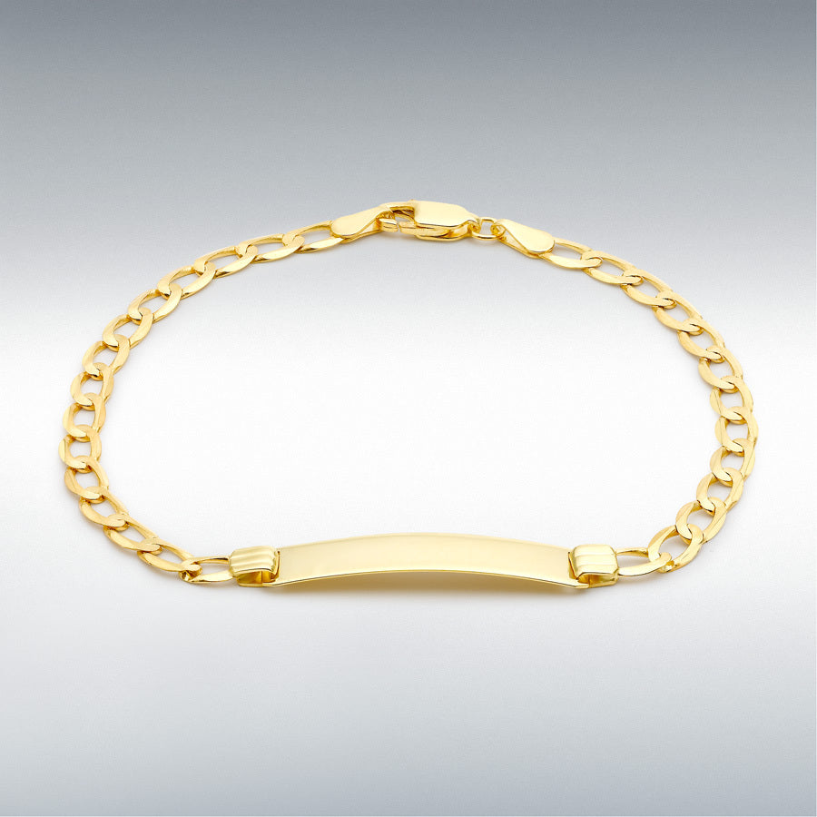 9ct Yellow Gold 3.7mm Flat Curb ID Bracelet