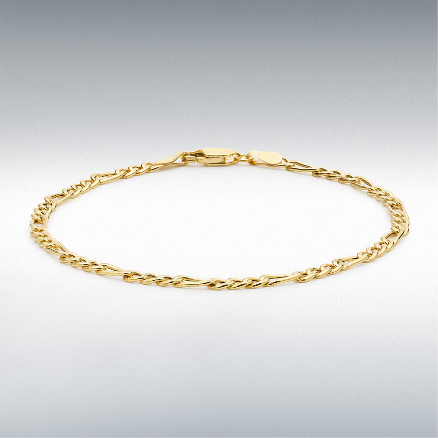 9ct Yellow Gold 3mm Hollow Figaro Anklet