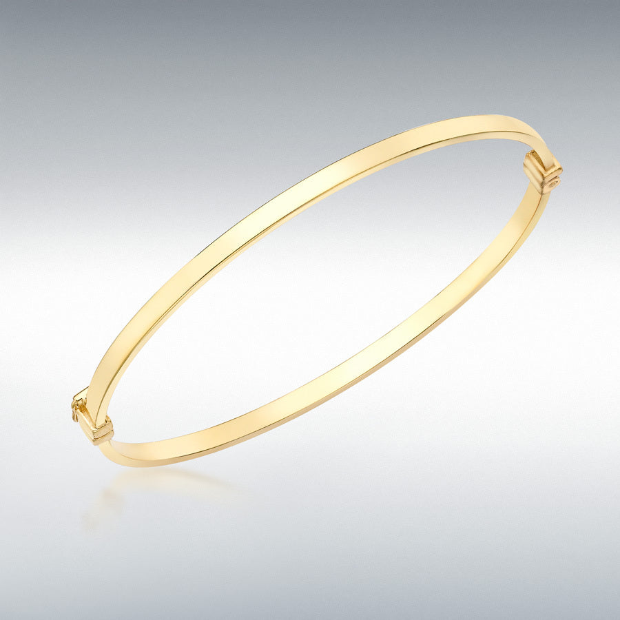 9ct Yellow Gold 3mm Rectangular Tube Oval Bangle
