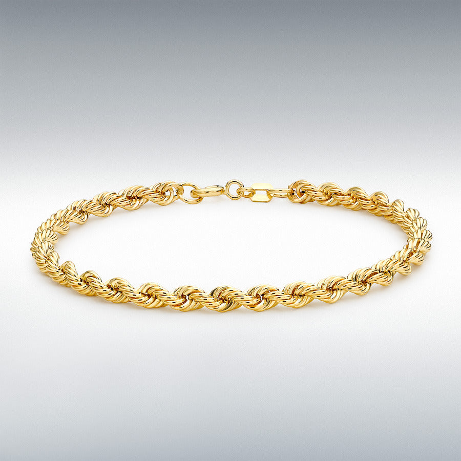9ct Yellow Gold 4.5mm Hollow Rope Chain Bracelet
