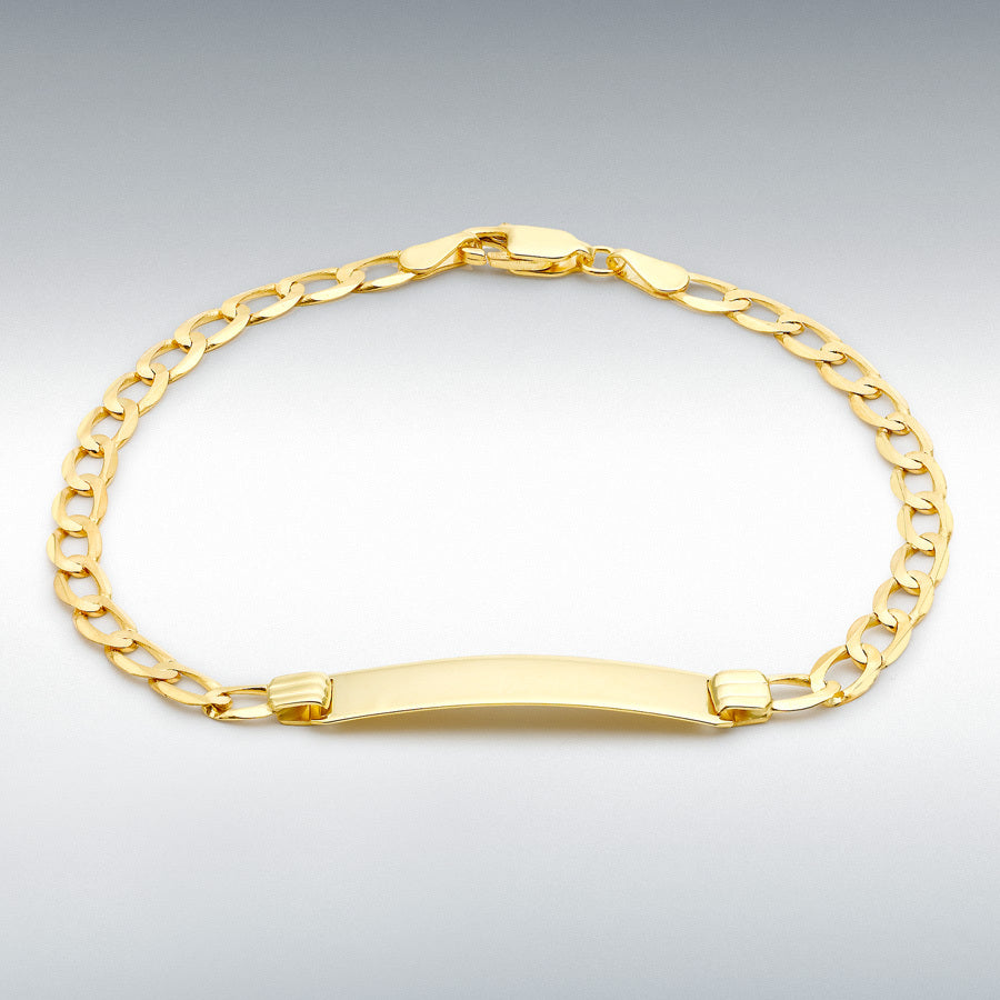 9ct Yellow Gold 4.6mm Flat Curb ID Bracelet