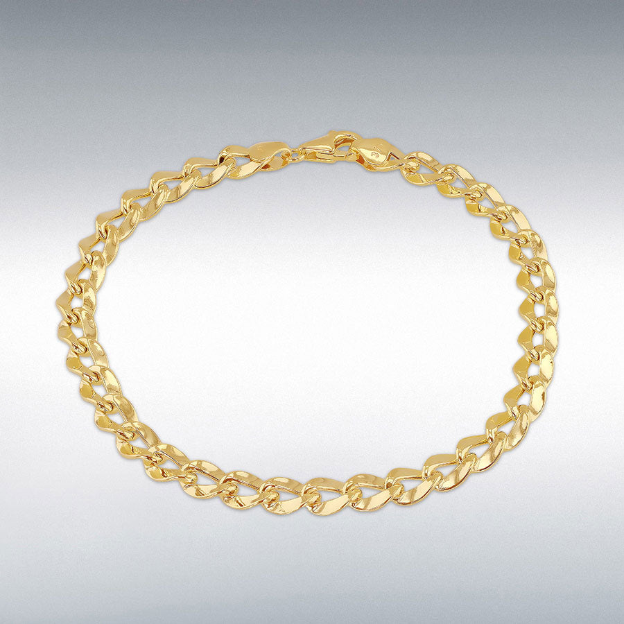 9ct Yellow Gold 4.9mm Hollow Flat Curb Bracelet