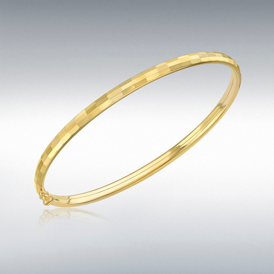 9ct Yellow Gold 4mm Chamfered Bangle