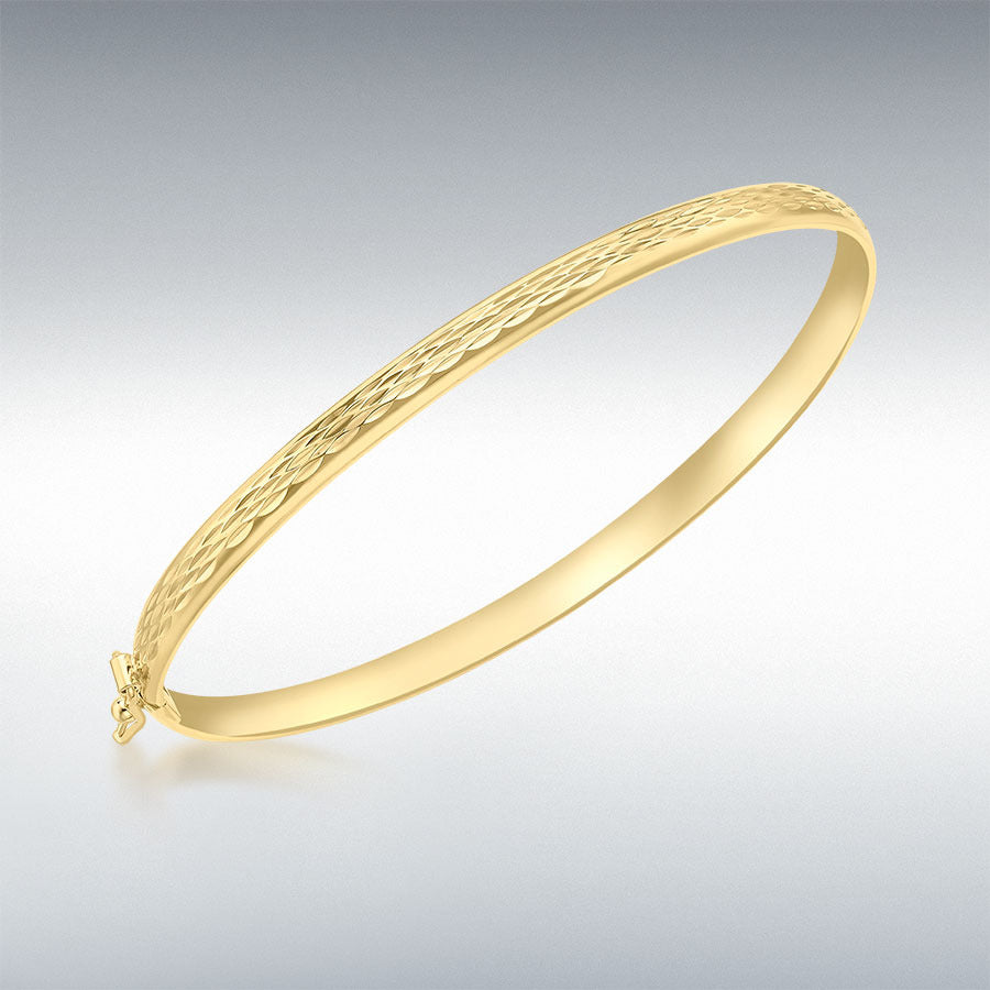 9ct Yellow Gold 4mm Diamond-Cut Bangle