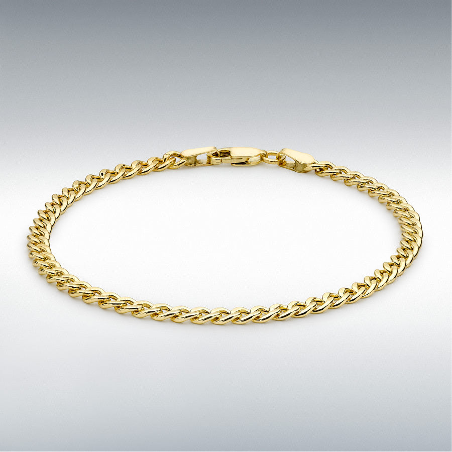 9ct Yellow Gold 4mm Hollow Curb Bracelet, 18cm