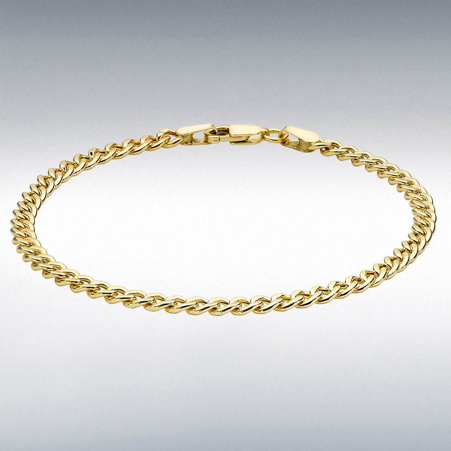 9ct Yellow Gold 4mm Hollow Curb Bracelet, 19cm