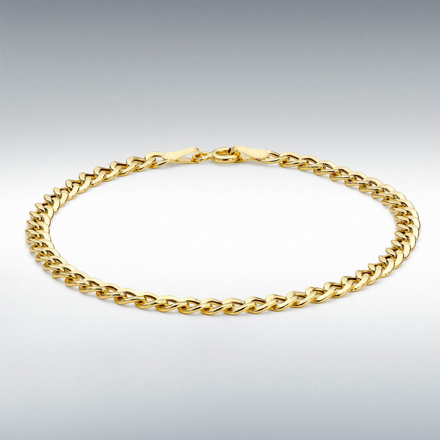 9ct Yellow Gold 4mm Hollow Flat Curb Bracelet
