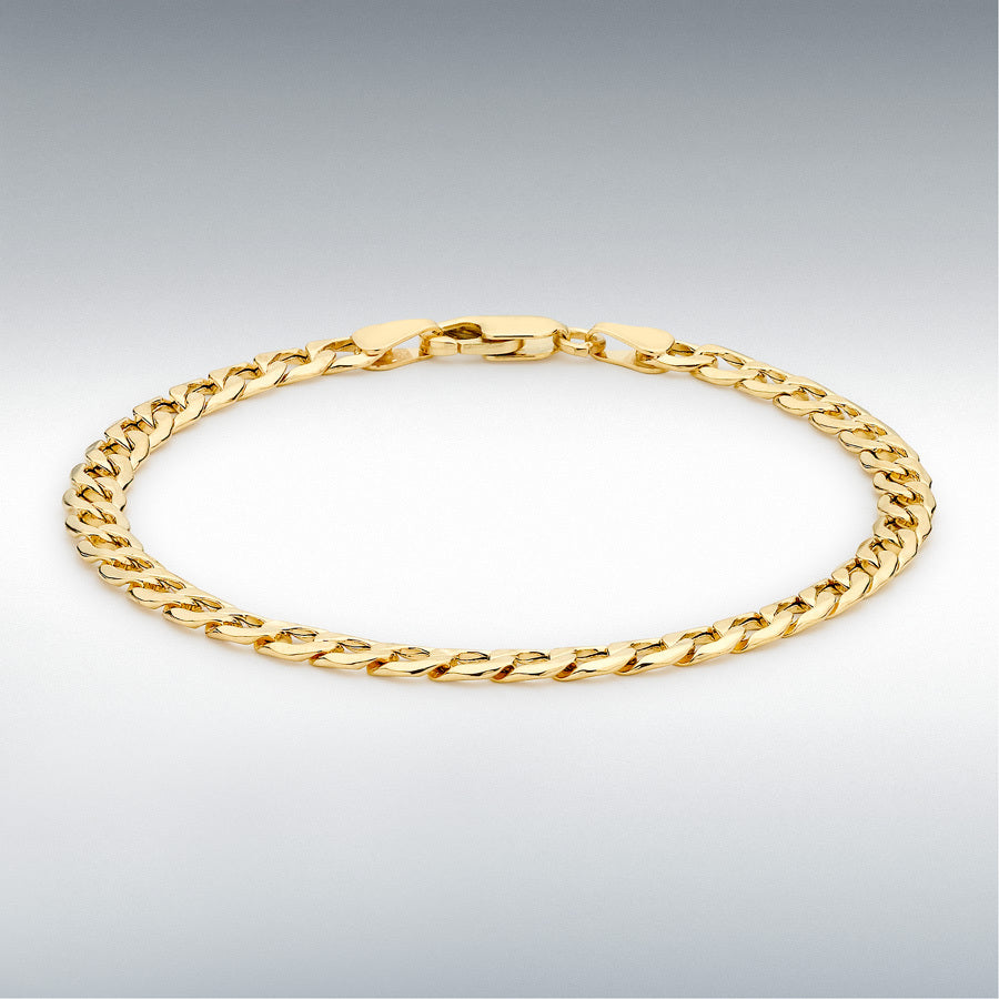 9ct Yellow Gold 5mm Hollow 6-Sided Curb Chain Bracelet
