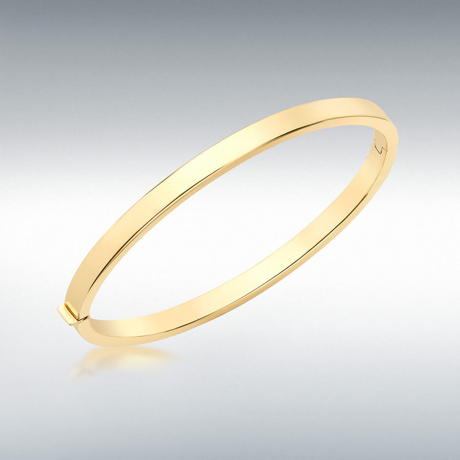 9ct Yellow Gold 5mm Rectangular Tube Oval Bangle