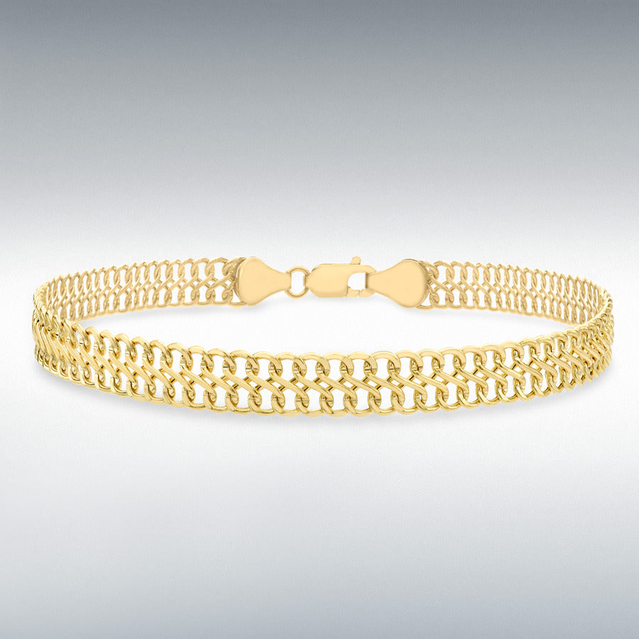9ct Yellow Gold 6.5mm Double Curb Chain Bracelet