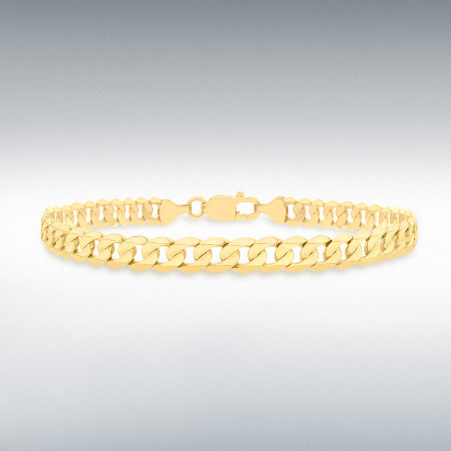 9ct Yellow Gold 6mm Flat Diamond-Cut Curb Bracelet