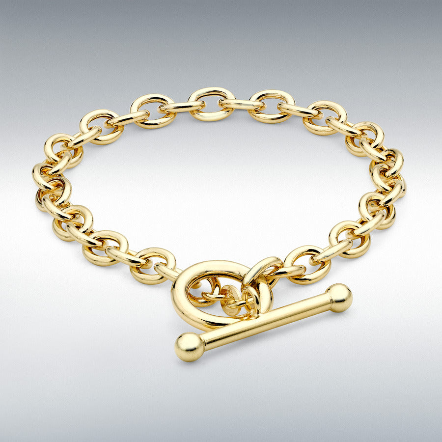 9ct Yellow Gold 6mm Oval Link T-Bar Belcher Bracelet