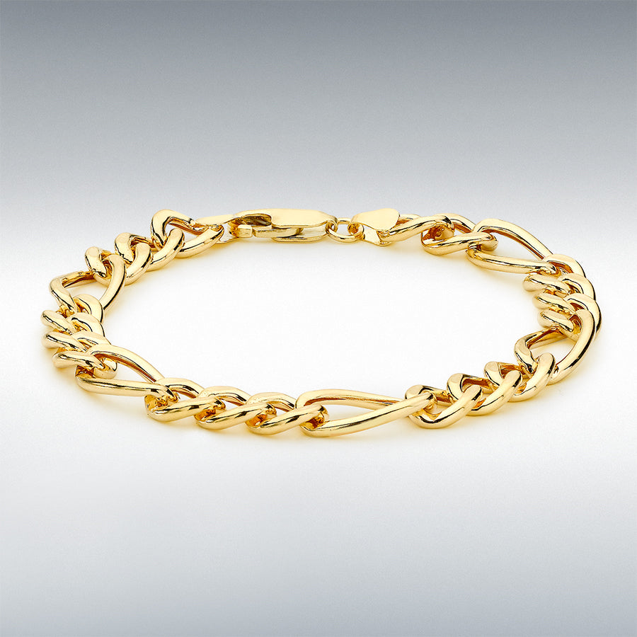 9ct Yellow Gold 8mm Hollow Figaro Bracelet, 20cm