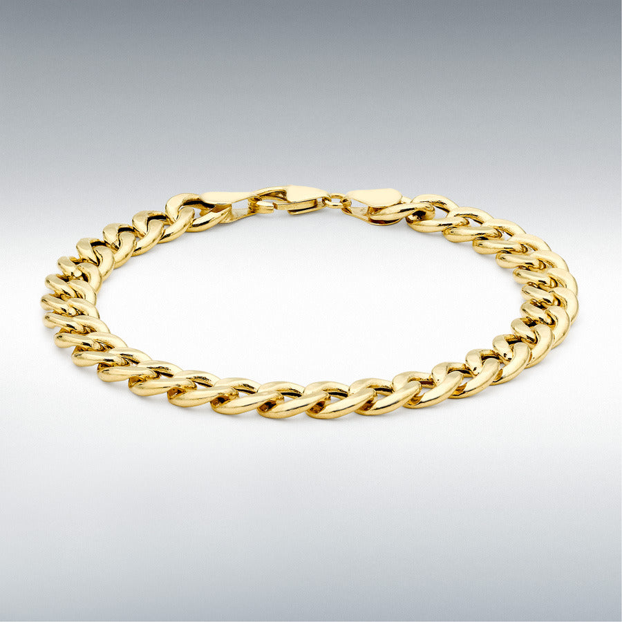 9ct Yellow Gold 8mm Hollow Oval Curb Bracelet