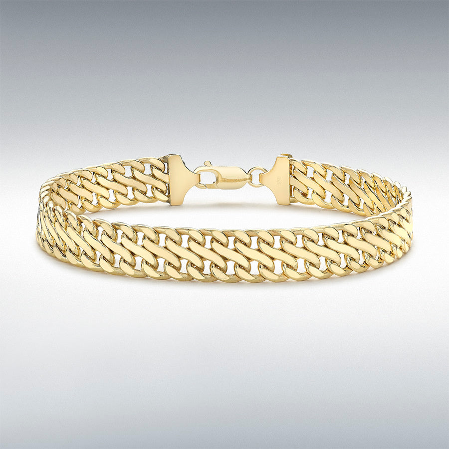 9ct Yellow Gold 9mm Double Curb Chain Bracelet